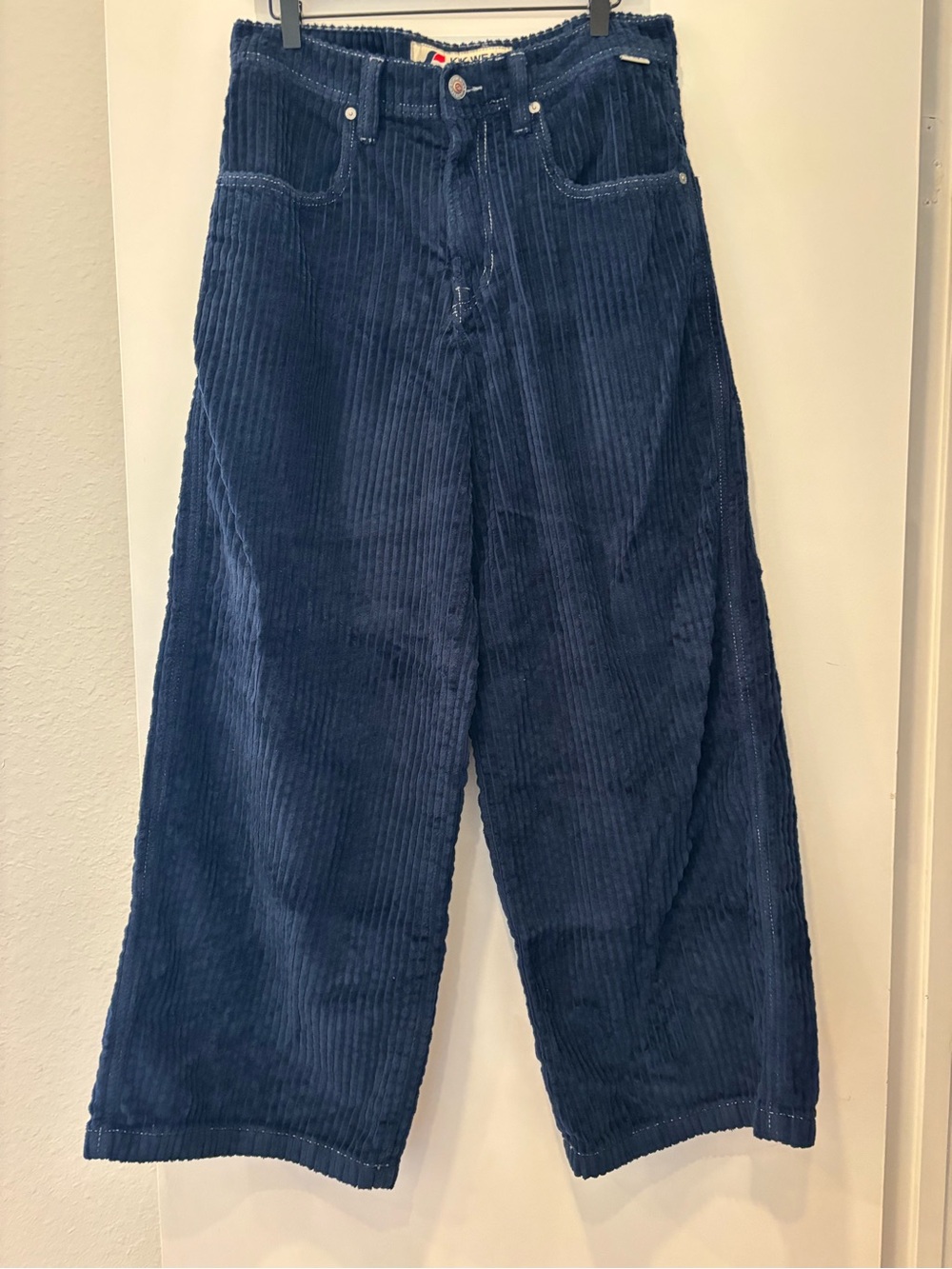 MINT Vintage Kikwear Navy Corduroy Pants 32x32 Baggy Y2K Skater Rave Cyber 90s